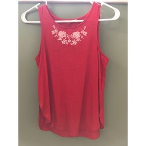 Embroidered Red Tank